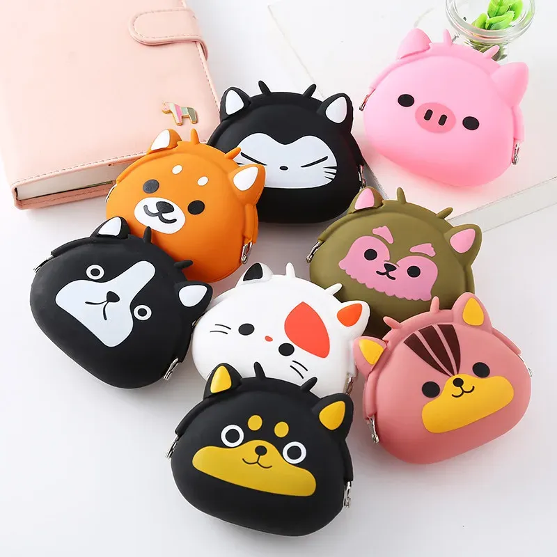 Purses Animal Cartoon Creative Clip Coin Purse Silicone New Coin Purse Children Cute Key Storage Bag Set Logo