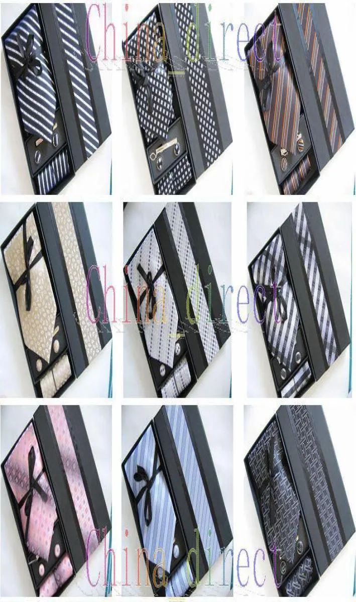 Mens Ties Set NeckTie Hanky cufflinks Handmade New with box 12 setslot 25233107462