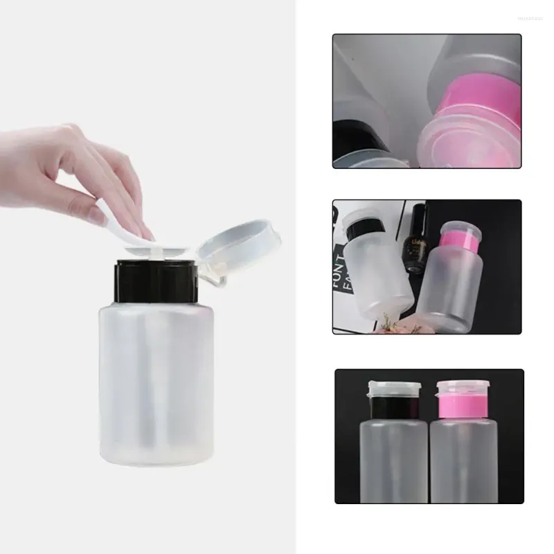 Botellas de almacenamiento Botella líquida de uñas Mini Polisón Bomba de alcohol Bomba de alcohol Pressing Ligera para hembra