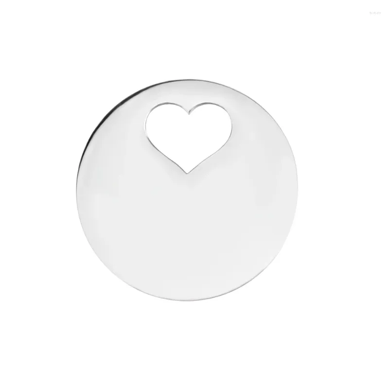 Charms 5pcs 30mm Stainless Steel Cutout Heart Circle Blank Round Pendants Engraveable For Bracelet