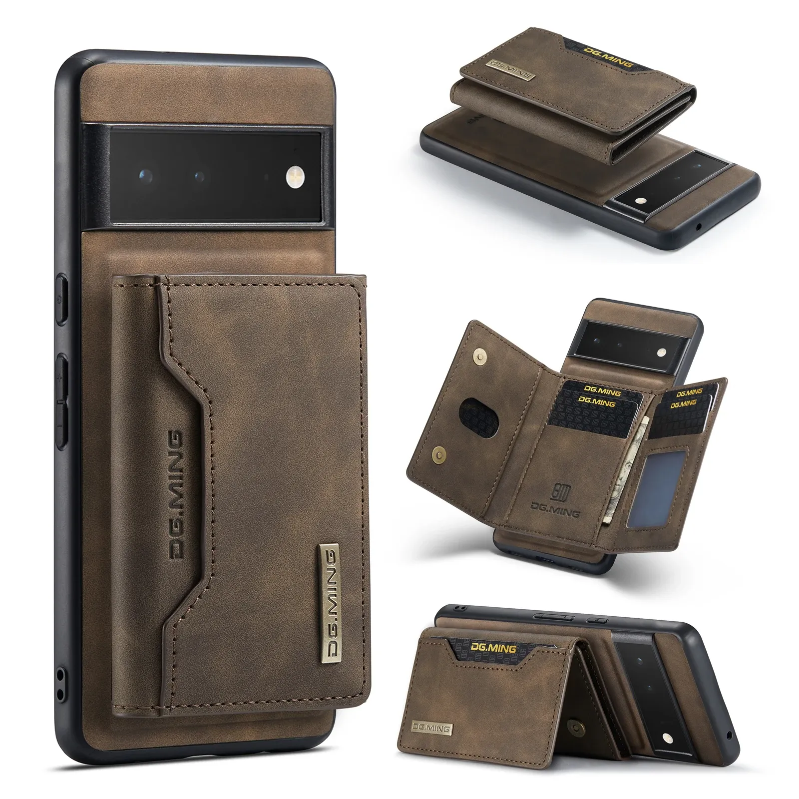 Wallets Dg.ming 2in1 Detachable Magnetic Case for Google Pixel 7a/6a/pixel 6 7 8 Pro/pixel 6 7 8/pixel 5a 5g Leather Wallet Cover