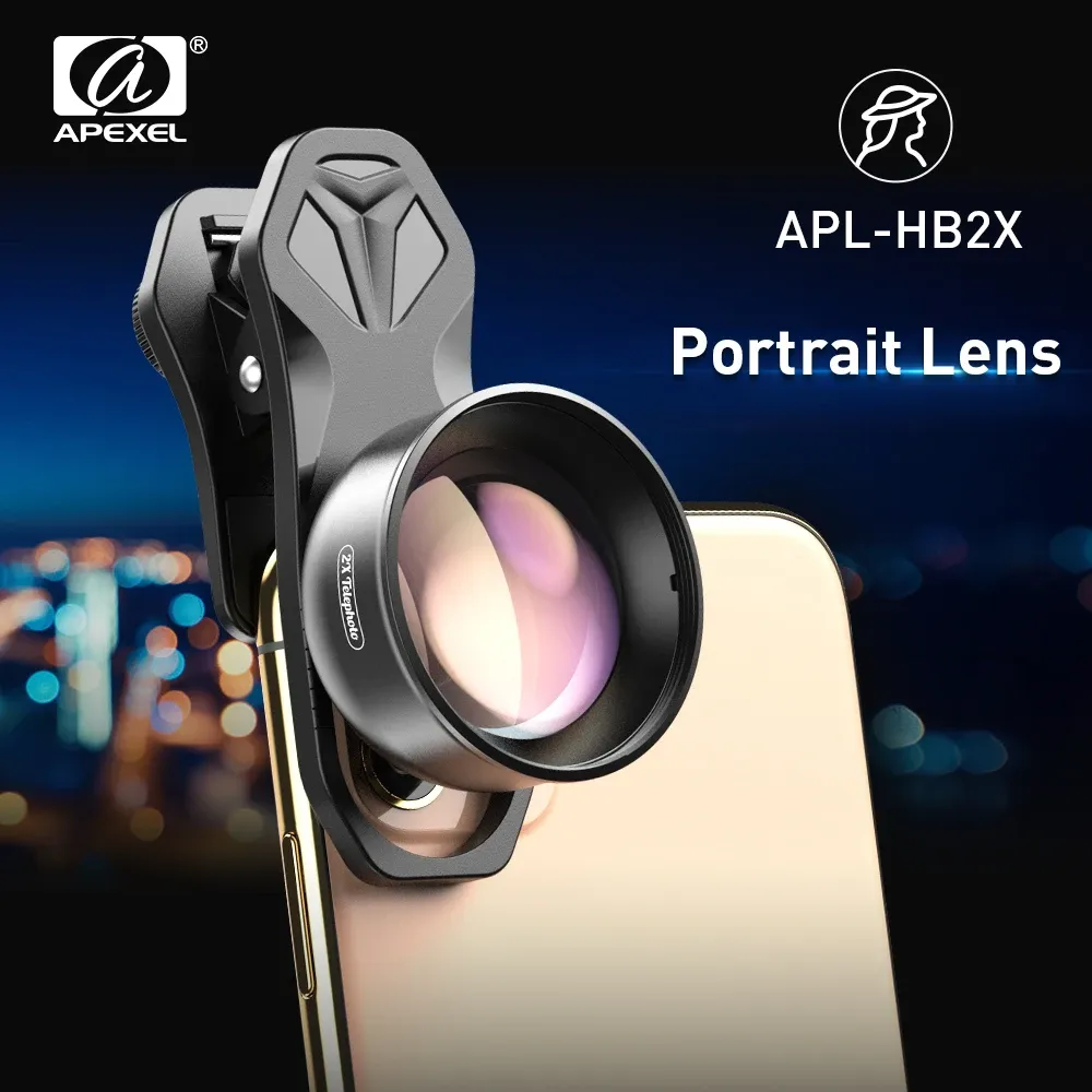 Фильтруйте Apexel HD 2x телеобъективная линза Proferience Mobile Phone Camera Lens для iPhone Samsung Android Смартфон HB2X