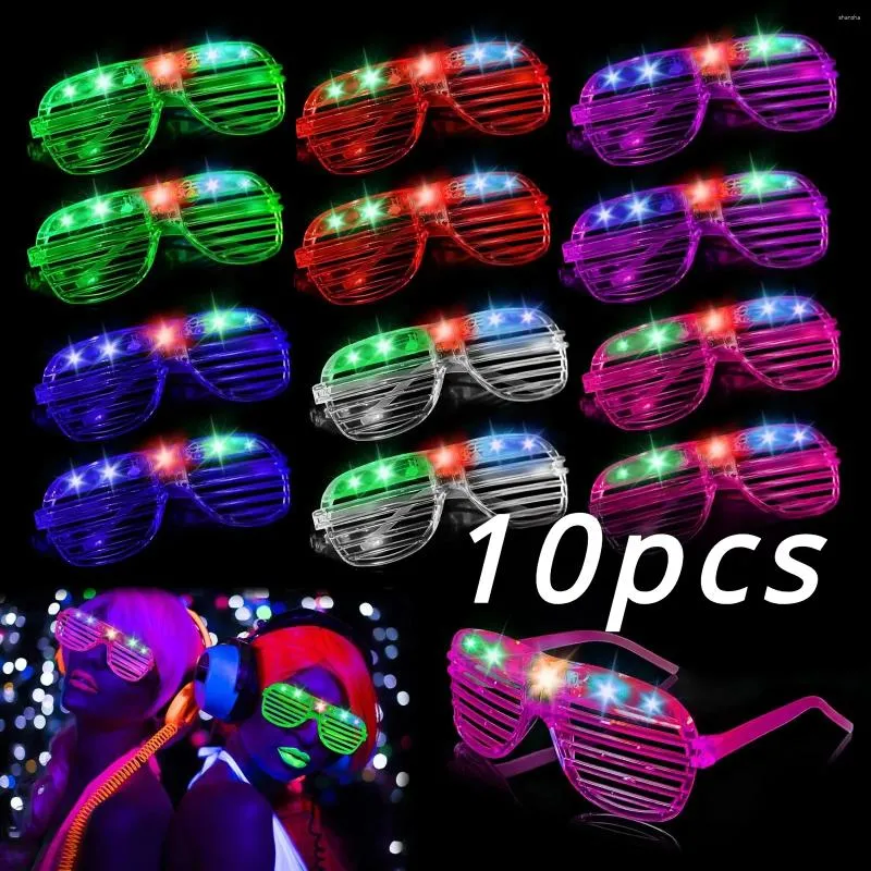 Parti Dekorasyonu 10 PCS LED Glow Gözlük 6 Neon Renkler Deklanşör Gölgesi Çocuk Doğum Günü Hediyeleri Oyuncaklar 3 Işıklar Favors