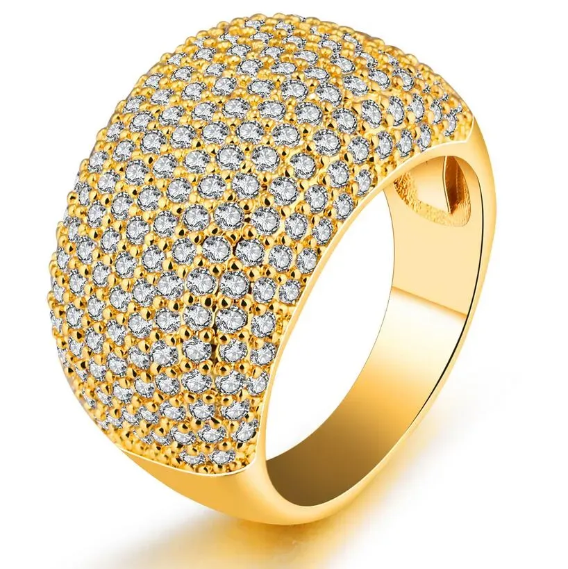 Ringar 10k gult guldfylld liten vit safir bröllopband ring för kvinnor