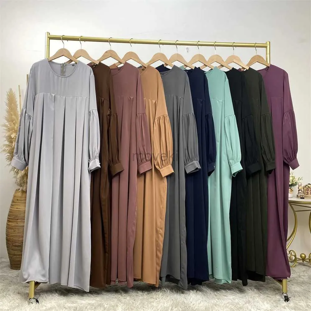 Ethnic Clothing Shimmer Abayas Bishop Sleeves muzułmańska kobieta odzież Maxi sukienki luźne Dubaj Turkish Skromne stroje swobodny islam Ramadan eid D240419