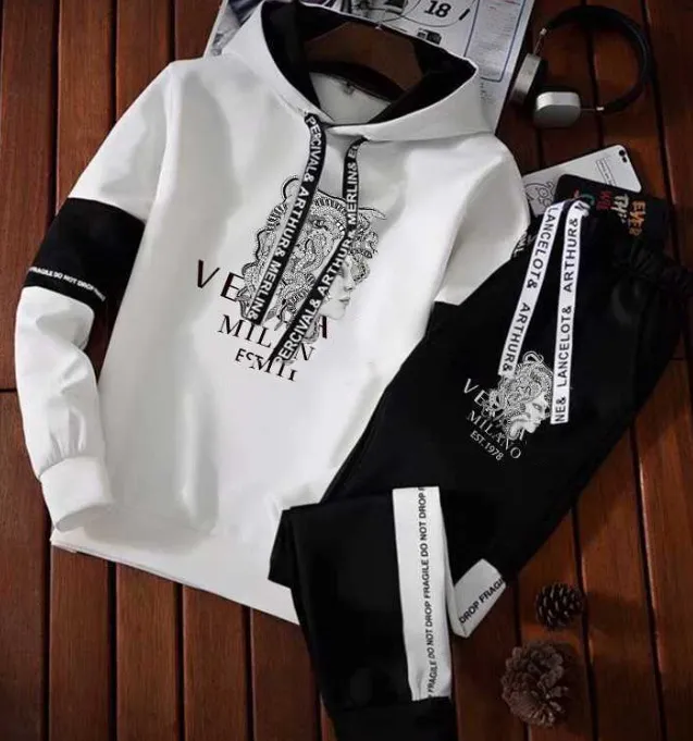 Men's Tracksuit Outfits Jogger Brand Print Sport Suit Male Sweatshirt Set Hoodies+Sweatpants Pullover Streetwear Clothing