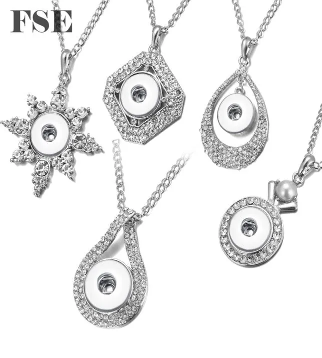 5st Multi Styles 18mm Snap Charms Pendant Necklace Fit 18mm Ginger Snap Button 1820mm Rhinestone Pendant Snap Jewelry3141088