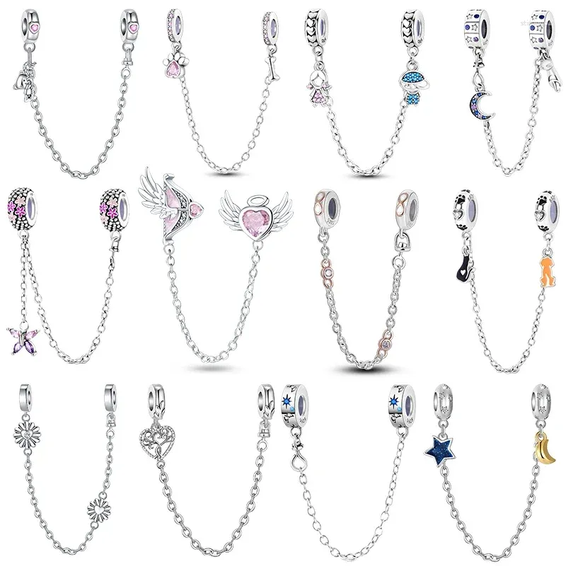 Loose Gemstones 925 Sterling Silver 2024 Autumn Charm Lock Moon Safety Chain Beads Fit Original Bracelets Women DIY Jewelry