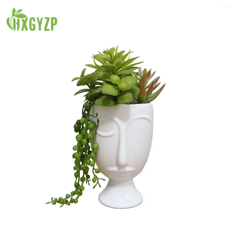 装飾的な花hxgyzp多肉植物白いセラミックポットを備えた人工植物