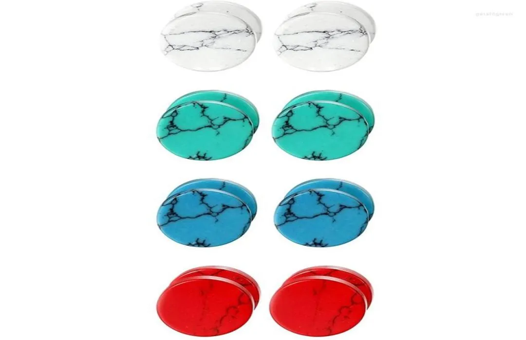 Orecchini per borchie 4 coppie unisex Set di viti in pietra in marmo Pende per piercing Tunnel illusione Tunnel colorato 8mm5810386