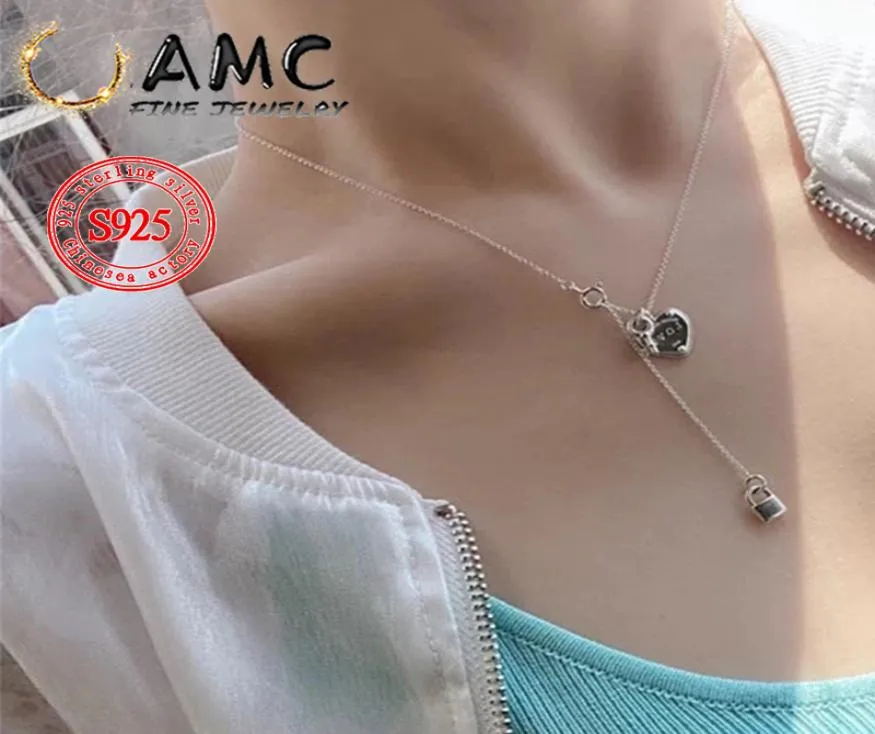 AMC 925 Silver Love KeyNecklace Женщины -ювелирные украшения превосходное мастерство официальное логотип Классический жемчужный элегантный модный колье оптом 4807272