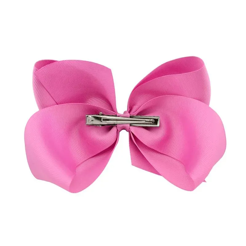 6 inch Cute Hair Accessories Handmade Baby Girls Bowknot Hair Clips Kids Boutique Solid Ribbon Bows Hairpin Barrettes