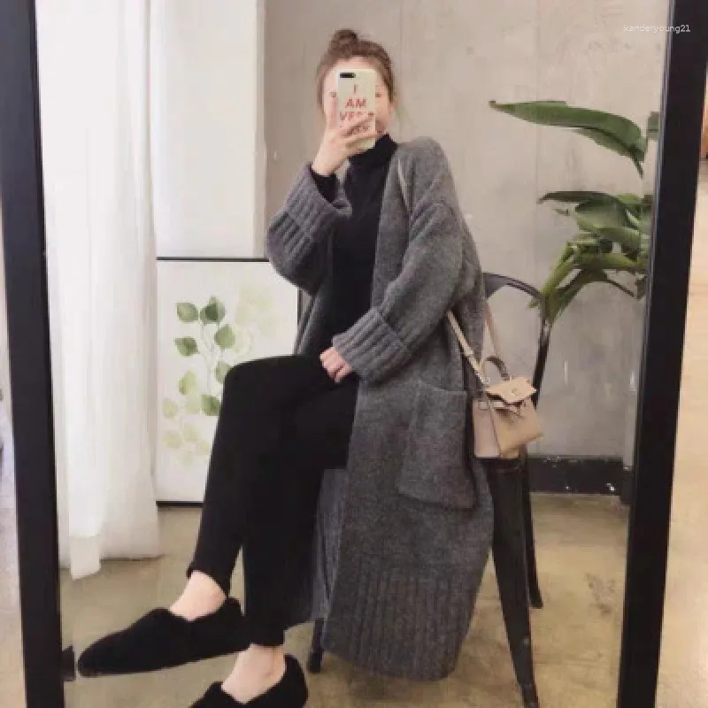 Women's Knits 2024 Season Korean Sweater Coat Idle Style Loose Mid-Length Knitted Cardigan Wholesale