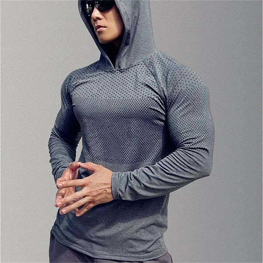 Mens Fitness Running Sports Hoodies Gym Joggers Hooded Outdoor Sport Athletic Clothing Male Training Sweatshirt Tops 240409