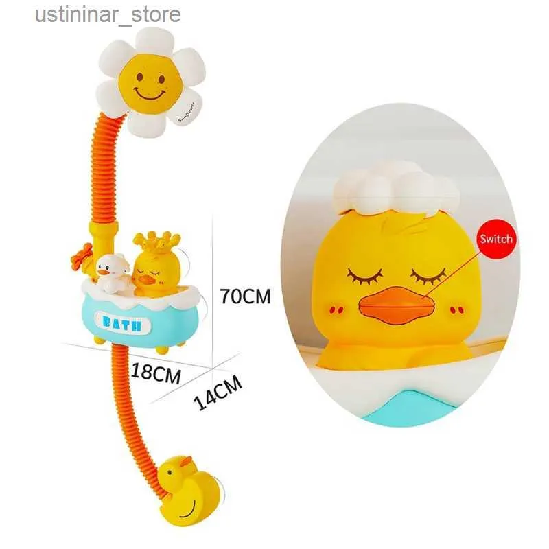 Sable Player Water Fun Baby Bath Toys Adjustable Sunflower Shower Head Bathtub jouets 3 Modes de pulvérisation en eau Fun design empilable pour les enfants pour enfants Cadeaux L416