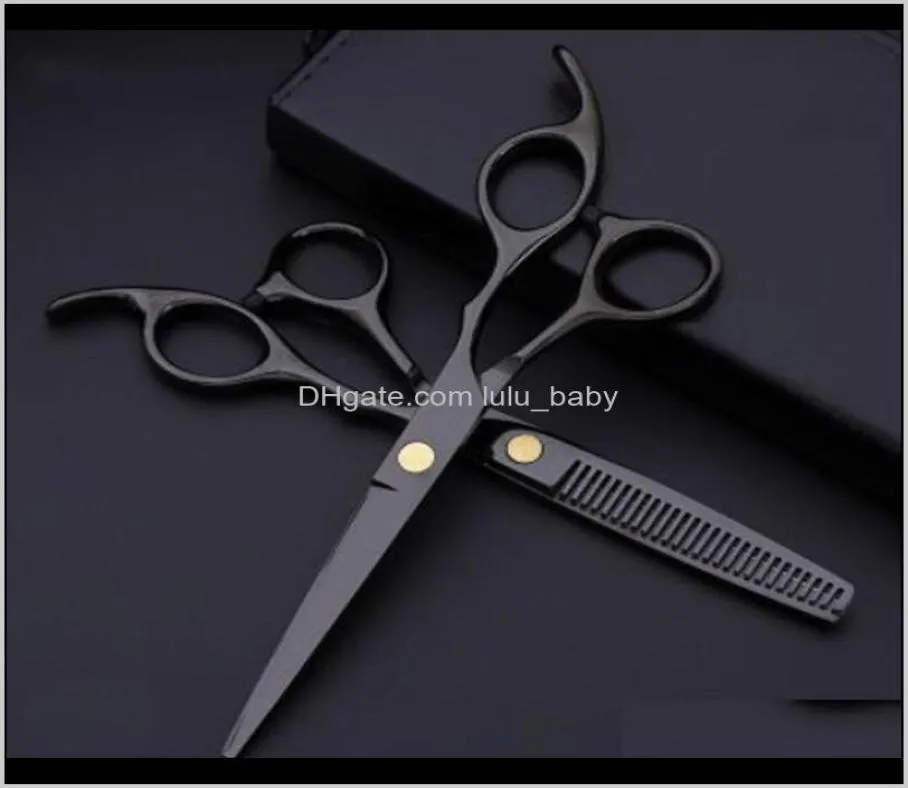 Costway Professional 440 Steel 6 tum Black Set Cutting Barber Salon Haircut Thinning Shears Frisör FE2XT BTHYB1719554