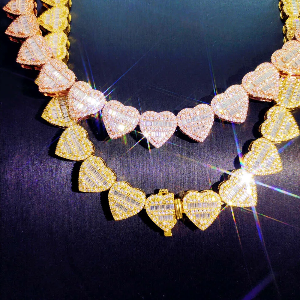 Testador de diamante de jóias brilhantes de luxo Testador de diamante 13mm VVS1 colar de cadeia de ligação cubana de moissanita Moissanite