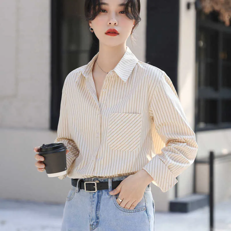 Shop Huage Brother Love Silk Shirt Long Sleeved Spring Dress Professional Design Sense Striped Light Luxury Top