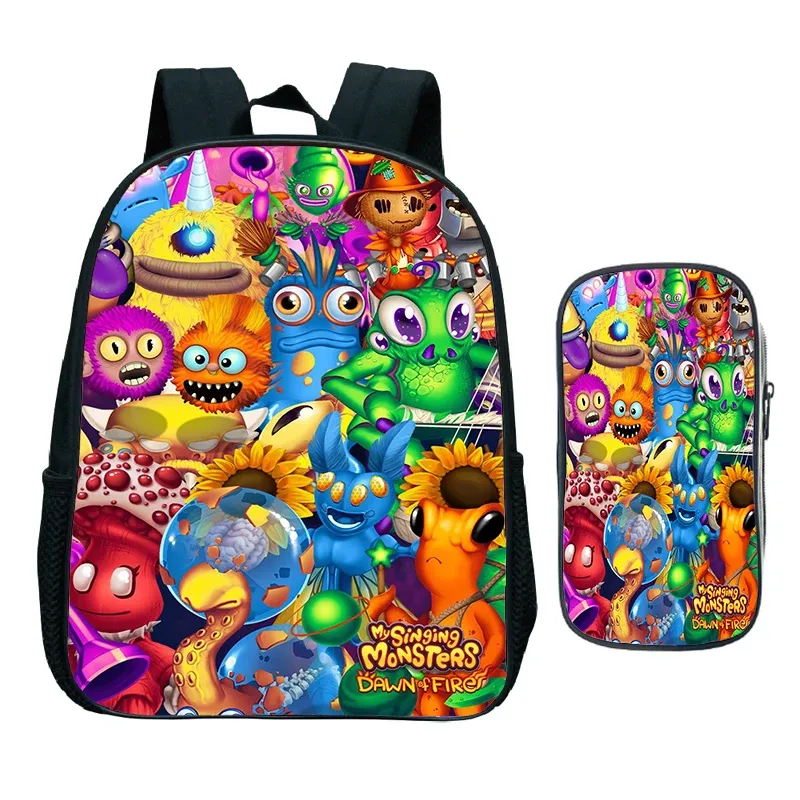 Rugzakken 2 stks set anime mijn zingende monsters kleuterschool tassen cartoon kinderen