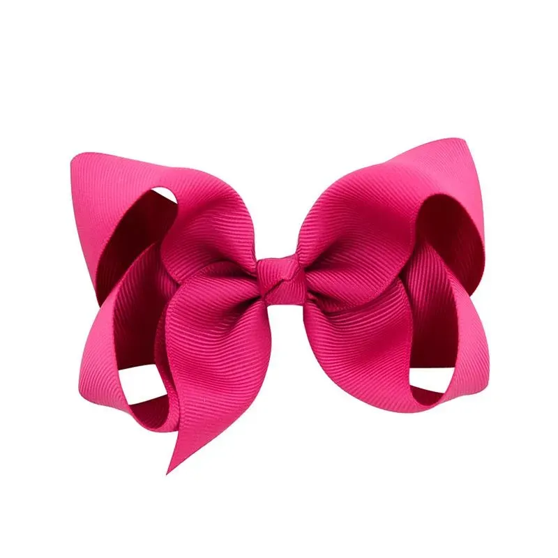 4 inch Solid Grosgrain Ribbon Hair Clip Handmade Bow Knot Boutique Hair Accessories for Girls Fashion Headwear