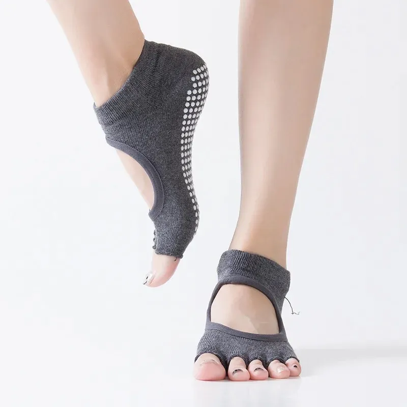 Nieuwe 2024 Yoga Toe Garter Grip Pilates Ladies Toevelloze sokken voor Pilates Barre Fitness Non-Slip Socks zeker, hier zijn de relevante lange tail