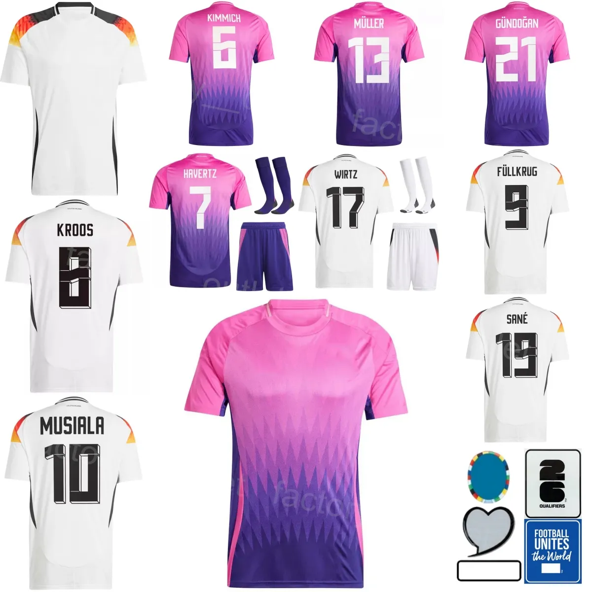 Euro Cup 24-25 Soccer 7 Kai Havertz Jerseys National Team 4 Jonathan Tah 9 Niclas Fullkrug 2 Antonio Rudiger 17 Florian Wirtz Football Shirt Kits Mens Child DeGuo