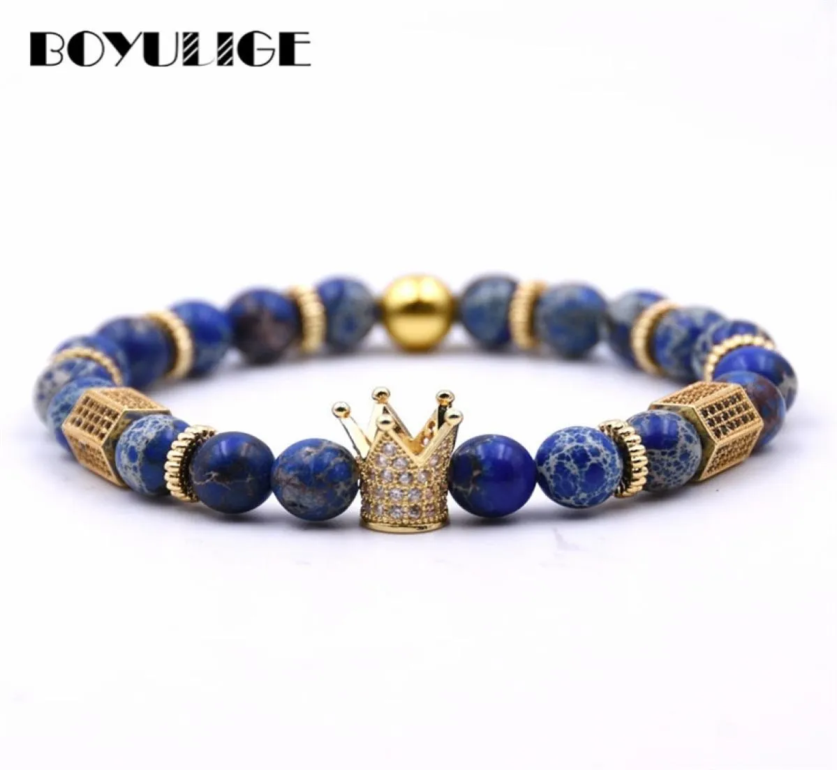 BOYULIGE Charm Crown Bracelets Bangles Men Jewelry Natural Beads Stone Bracelet For Men And Women Friendship Lovers Pulseras Y20092702195