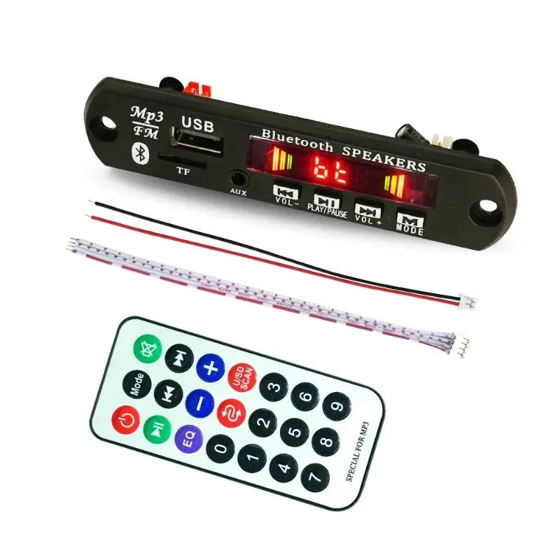new 2024 9/12V Remote Control Bluetooth MP3 decoder board MP3 Card Reader Audio Player Car Accessories with USB TF FM radio Module- for -