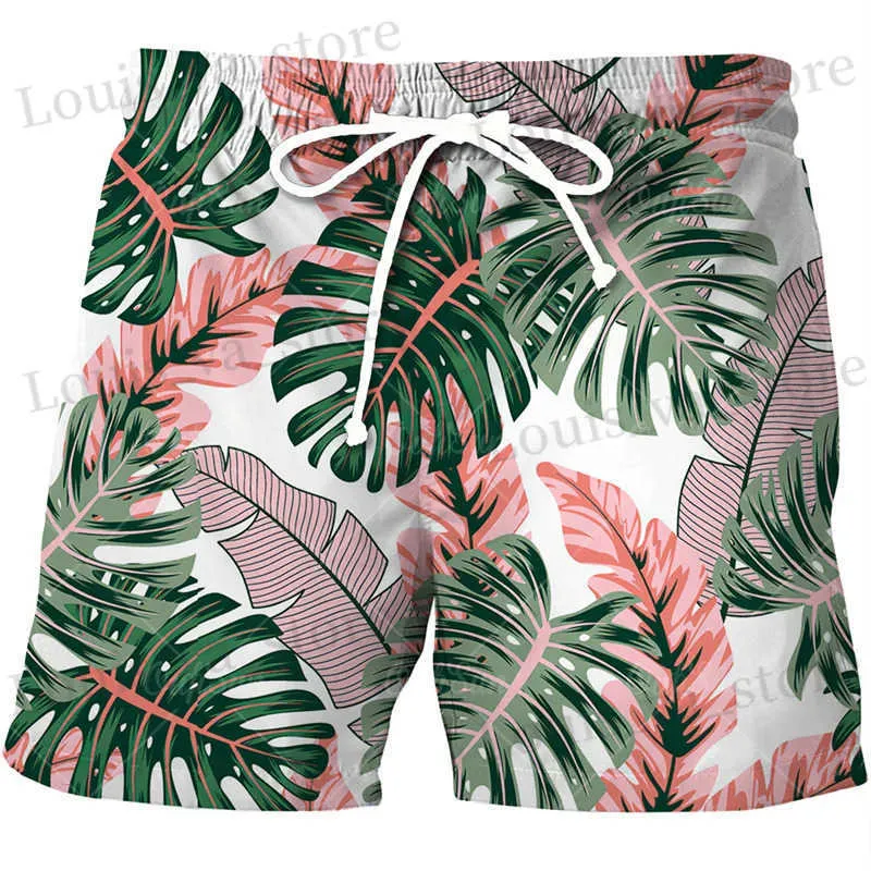 Shorts masculinos homens y2k shorts praia calça 3d estropics planta havaí shorts shorts de verão de verão homme 2023 moda nadar troncos t240419