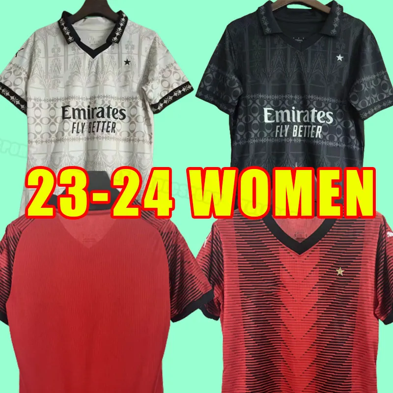 女性Ibrahimovic 23 24サッカージャージージルーR. Leao Bennacer Kessie Romagnoli Calhanoglu Tonali Rebic 2023 2024 Girl Home Away Third Milan Goalkeeper