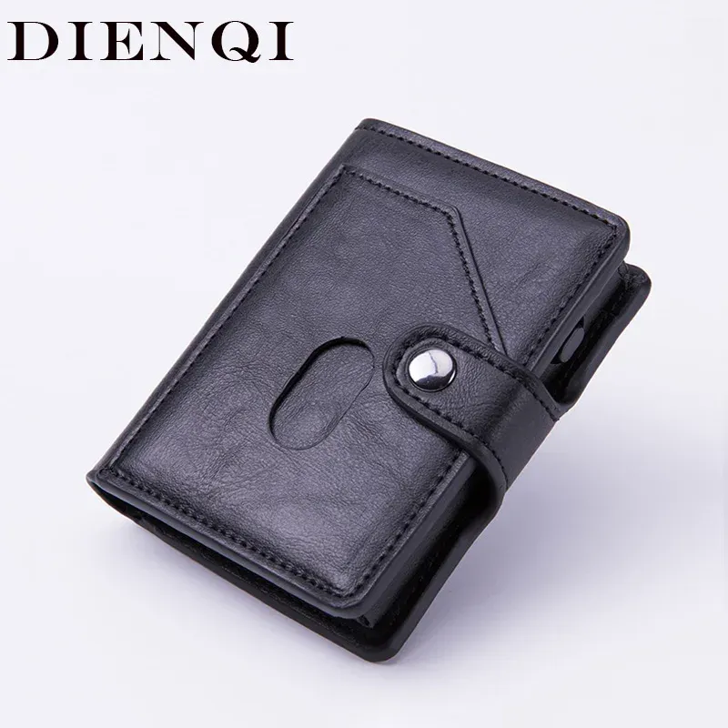 Portefeuilles Dienqi Rfid Met Men Magic portefeuille en cuir Business Purse Purse de voyage masculin Bravez la carte de push à main