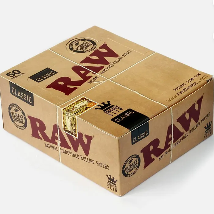 Smoking Accessories raw RAW KING SIZE SLIM rolling paper 50 pack in a box wholesale