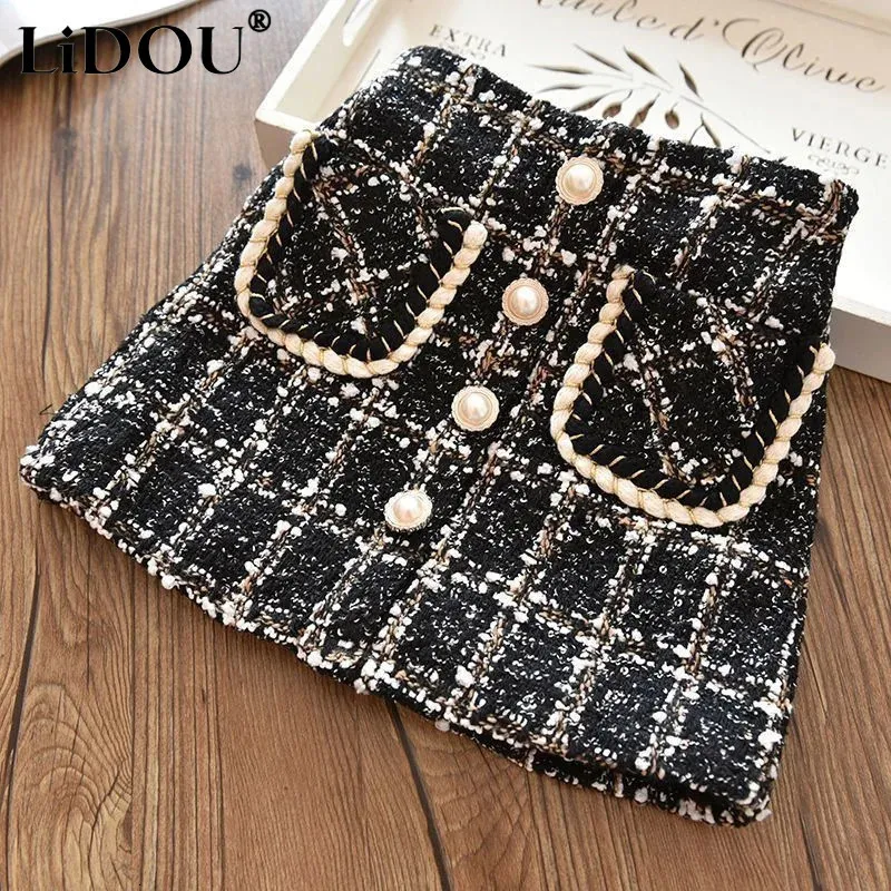 Autumn Korean Fashion Chic Short Skirts For Girls Casual Elegant Vintage Aesthetic Sweet Cute Kawaii Children Clothing 240428