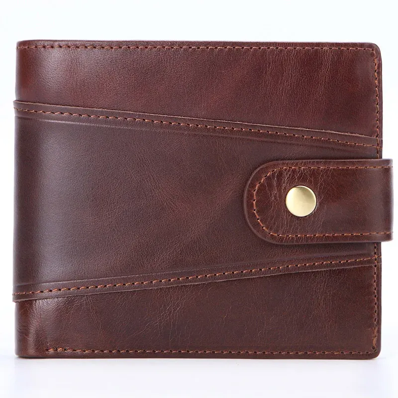 Portfele wielofunkcyjne 3 -krotnie portfel męski RFID anty -kradzież vintage oryginalna skórzana portfel wizytówka.