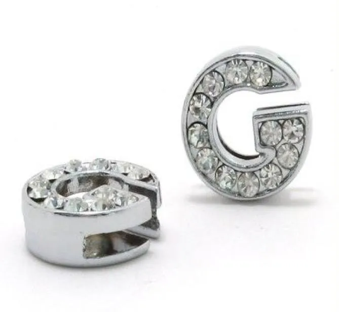 50pcslot 8mm gフルラインストーンブリングスライドレターdiyアクセサリー8mmペットカラーブレスレット00079235380