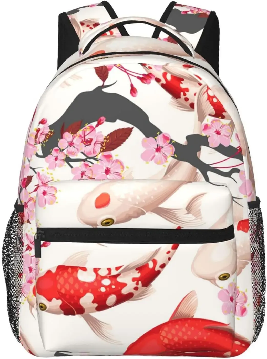 Zaini Koi Fish e Sakura Pattern Elegante zaino Casual Borsa di zaino con più tasche Daypack per computer per attività di lavoro