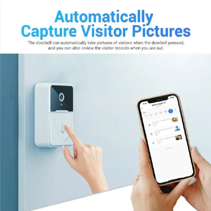 2024 WIFI Smart Video Doorbell Smart Home Wireless Phone Door Bell Camera Security Video Intercom HD IR Night Vision for Apartments - for