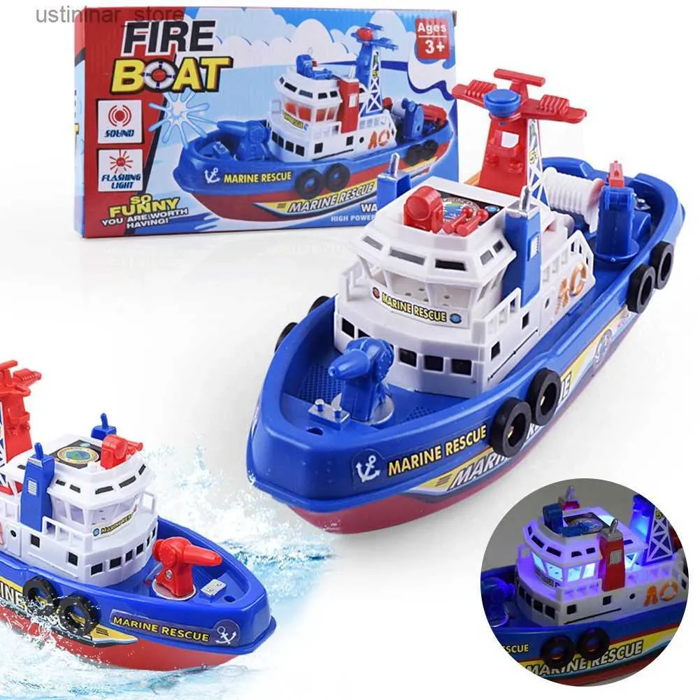Sand Play Water Fun Spray Water Swim Pool Bathing Toys Baby Bath Toys with Water Sprinkler Funny Fire-Fighting Ship Toy for Baby for Kids Ages 3+ L416