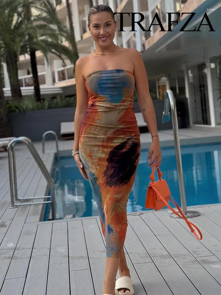 Save Big on Bulk Backless Bodycon Midi Dress Casual Dresses TRAFZA Tie Dye  Tulle Corset Dress Woman Off Shoulder Bodycon Long Women Backless Sexy ...