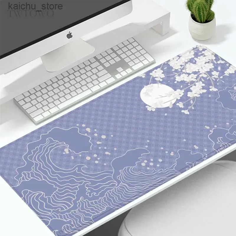 Mouse Pads Wrist Rests Mouse Pad Gaming Waves XL New HD Computer Mousepad XXL keyboard pad Natural Rubber Non-Slip Soft Computer Mice Pad Table Mat Y240419