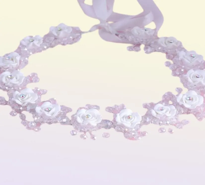 Brud bröllop hår tillbehör ornament blomma flicka pannband krona för flickor födelsedag kristall tiara blommiga smycken huvudstycke y203137425