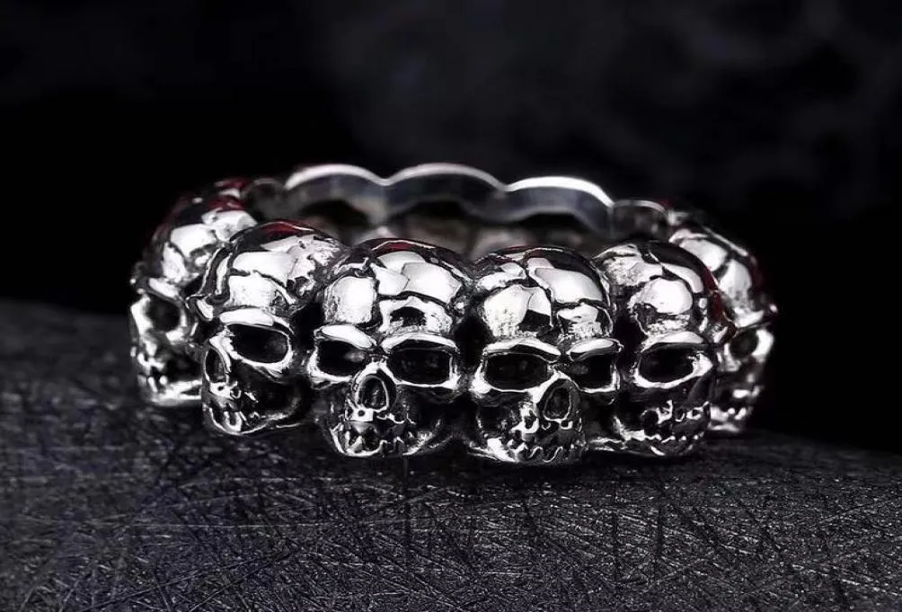 HIP hop jewelry 925 silver style motorcyle biker stainless steel skull ring for 6336835