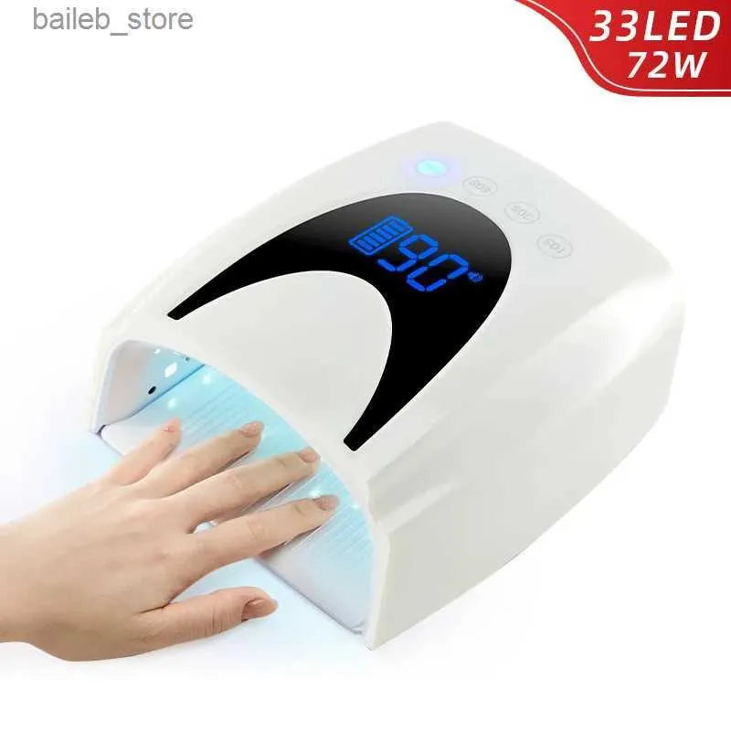 Nagelorter 72W UV LED -nagellampa Nageltorkar Gel Polish Curing UV Lamp med botten 10S/30S/60S/90S Tid Auto Sensing Lamp för nageltork Y240419