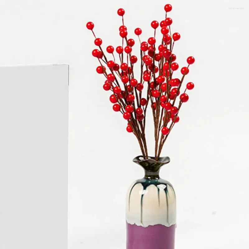 Decorative Flowers Eye-catching Christmas Berries For Home Accents Foam Holiday Decor Artificial Holly Xmas
