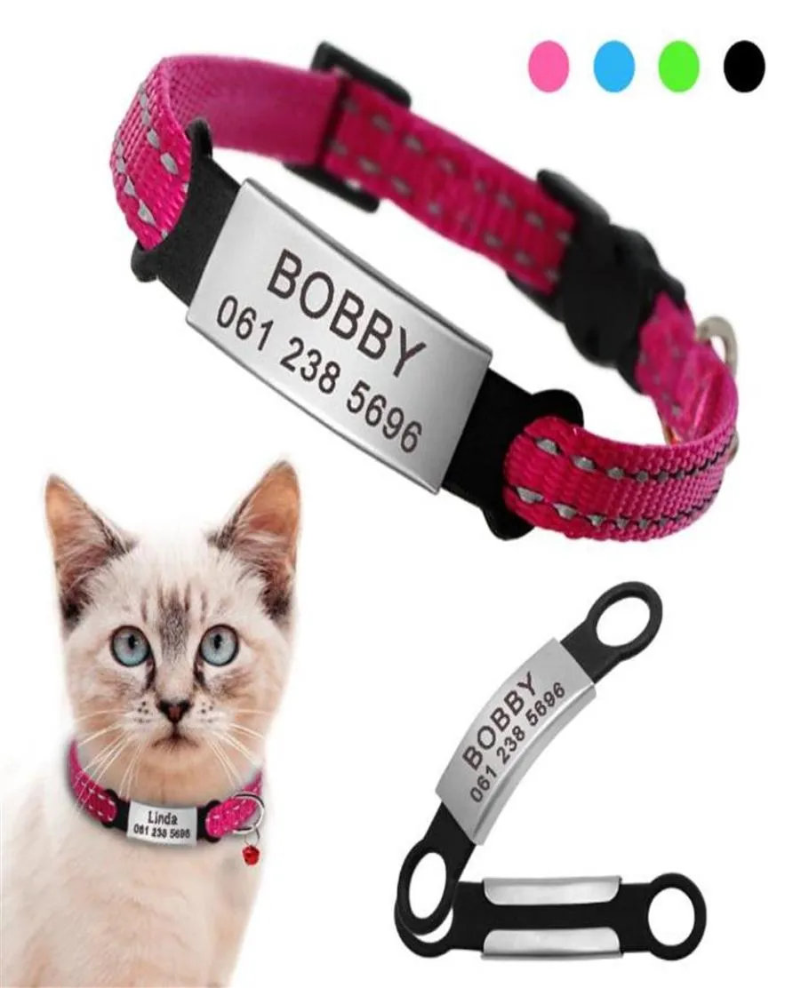 Collier de chat en nylon colliers pour animaux de compagnie personnalisés avec nom id tag reflectif chihuahua chaton collier pour animaux de compagnie accessoires pour chiens 233734162