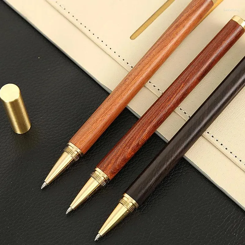 Vintage Brass Ballpoint Pen Neutral Wooden Signature Business Gift School Students Office Stationery Supplies Writing