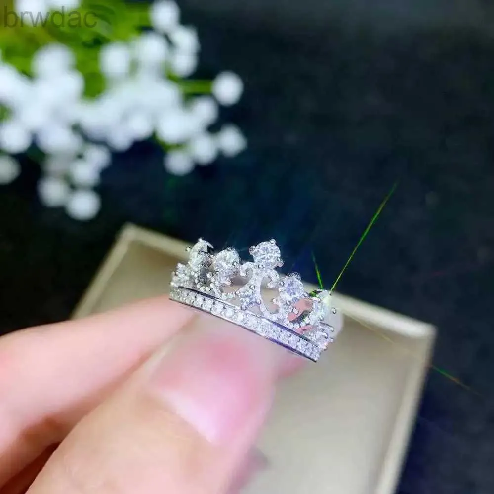 Solitaire Ring moissanite Crown Ring 925 Silver Diamond Birthday Wedding Gift d240419