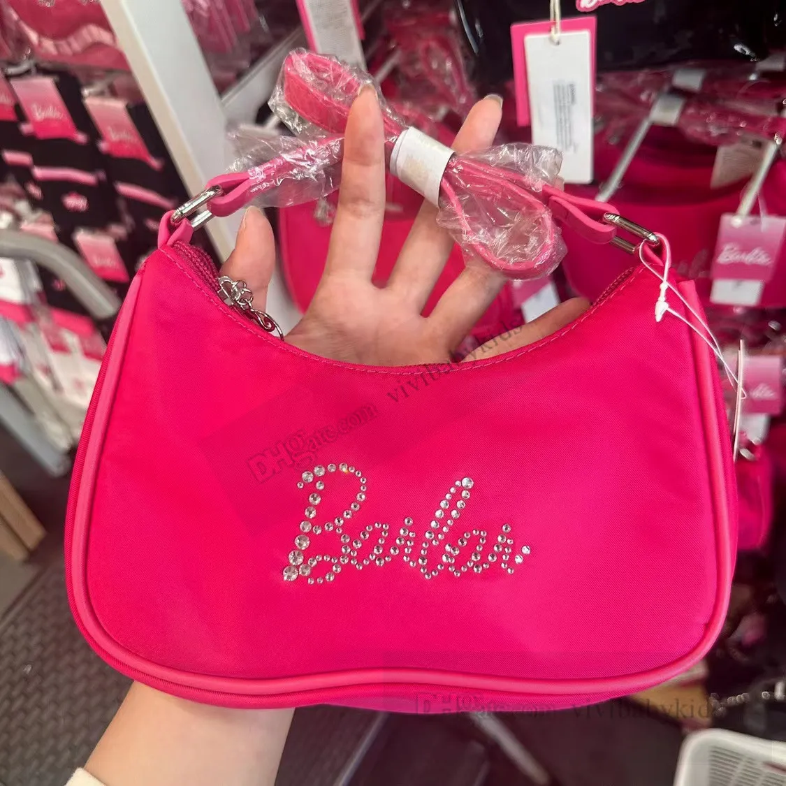 Designer Kids Rhinestone Letter Handväskor Girls Barbie Pink Princess Crossbody Bag Children Single Shoulder Alar Bags Z7782