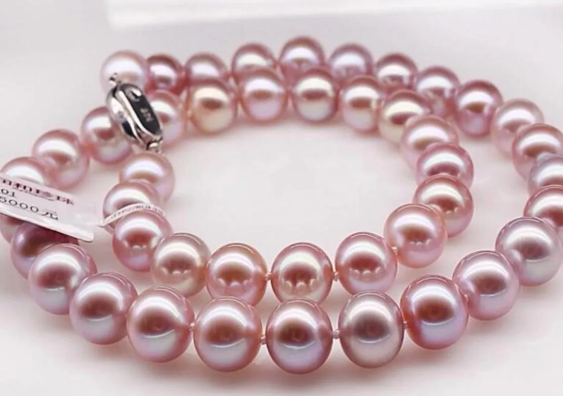 Nuovi gioielli di perle sottili fine 10-11 mm collana perla rosa del mare naturale da 18 pollici Silver4542488