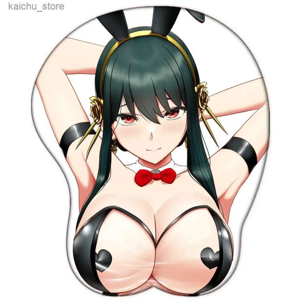 Mouse Pads Wrist Rests SPY FAMILY Yor Forger Briar Anime 3D Mouse Pad Silicone Gel Oppaii Mousepad with Wrist Rest 2way Fabric Sexy Desk Pad Y240419